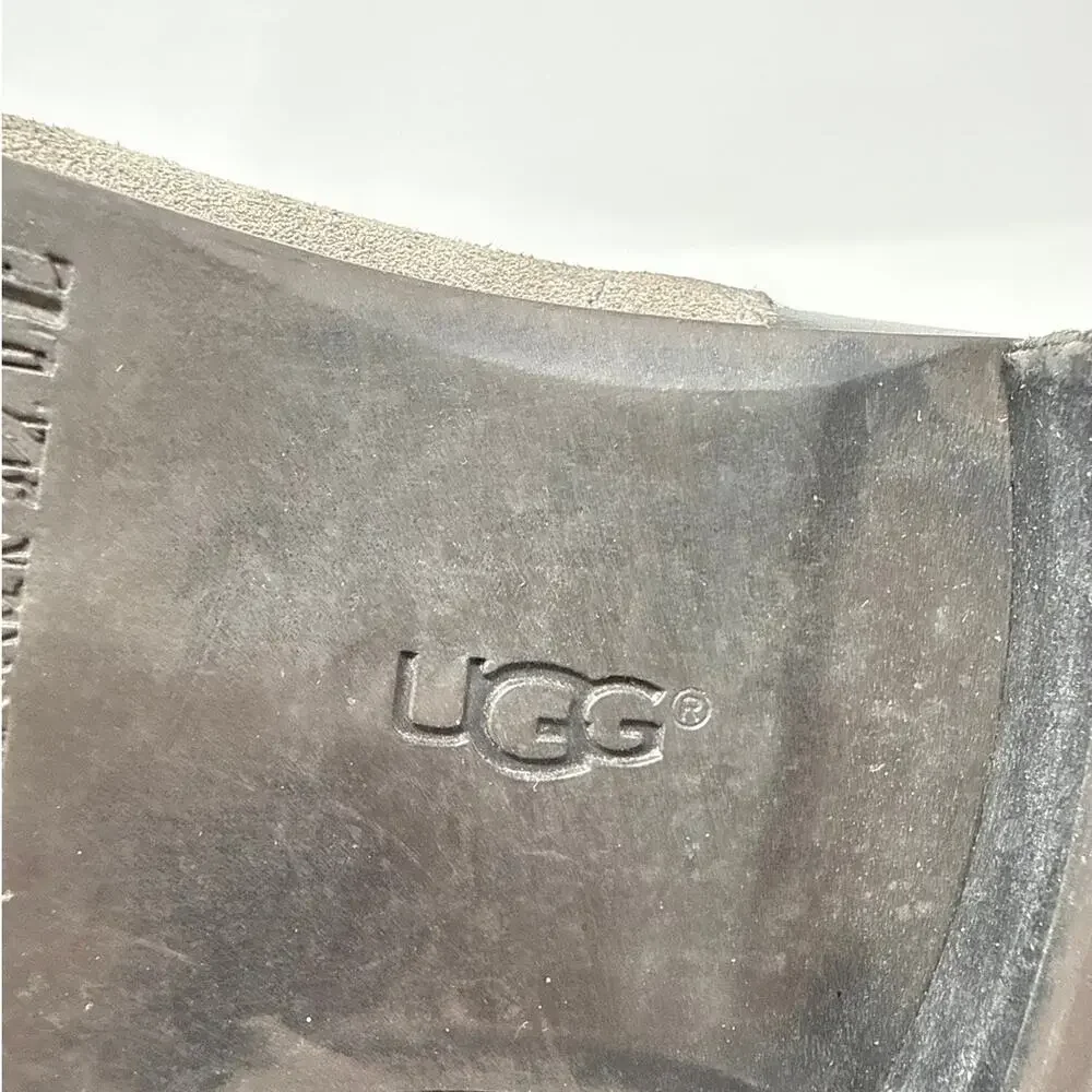 UGG Boots Womens Size 9 Grey & Black Deanna Burnished Suede Leather Riding Moto